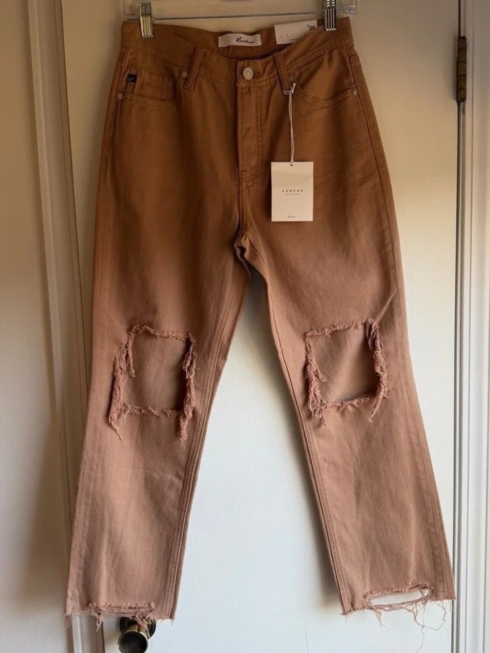 KanCan Men's Distressed Brown Straight Jeans